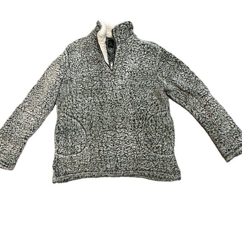 LOVE TREE Women’s Olive Green Long Sleeve Sherpa Fleece Quarter Zip Jacket Size